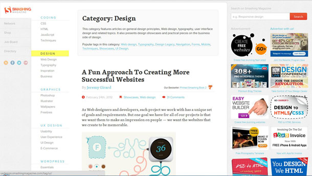 Smashing Magazine - Online magazine for professional Web designers and developers